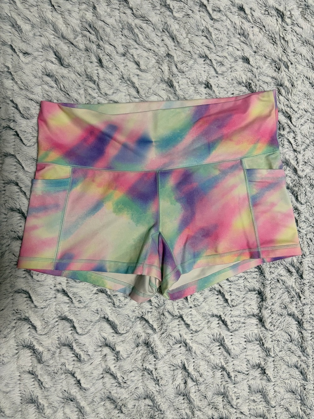 Women’s Tie-Dye High-Rise Athletic Shorts - Pastel Multi